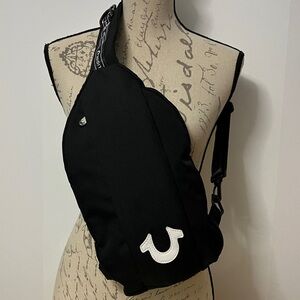 True Religion Unisex Logo Patch Sling Bag NWOT
